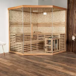 HOME DELUXE Sauna »Traditionelle Sauna SKYLINE BIG - XL mit Kunststeinwand«