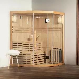 HOME DELUXE Sauna »Traditionelle Sauna SKYLINE - XL«, Holz: Hemlocktanne - Maße: 150 x 150 x 210 cm