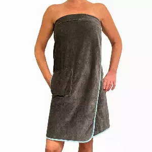 HOMELEVEL Saunatuch, Saunakilt für Damen mit Klettverschluss und Tasche aus 100% Baumwolle Sauna Kilt Sarong