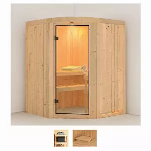 Karibu Sauna »Almina«, BxTxH: 165 x 165 x 202 cm, 68 mm, (Set) ohne Ofen