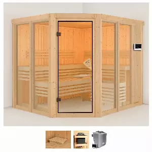 Karibu Sauna »Anike 3«, (Set), 9-kW-Bio-Ofen mit externer Steuerung