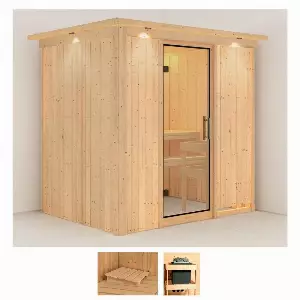 Karibu Sauna »Bedine«, BxTxH: 210 x 165 x 202 cm, 68 mm, (Set) ohne Ofen