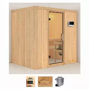 Karibu Sauna »Bedine«, (Set), 4,5-kW-Ofen mit externer Steuerung