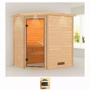 Karibu Sauna »Calla«, BxTxH: 224 x 160 x 202 cm, 38 mm, (Set) ohne Ofen