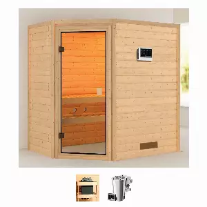 Karibu Sauna »Calla«, (Set), 3,6-kW-Bio-Plug & Play Ofen mit externer Steuerung