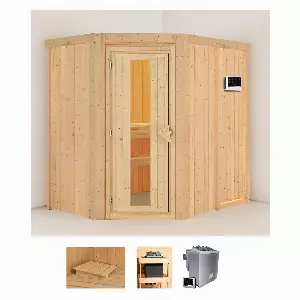 Karibu Sauna »Clara«, (Set), 4,5-kW-Bio-Ofen mit externer Steuerung