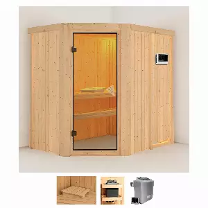 Karibu Sauna »Clara«, (Set), 4,5-kW-Ofen mit externer Steuerung