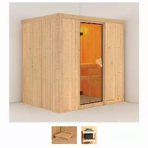 Karibu Sauna »Finja«, BxTxH: 196 x 151 x 198 cm, 68 mm, (Set) ohne Ofen