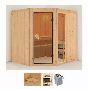 Karibu Sauna »Frigga 2«, (Set), 9-kW-Ofen mit integrierter Steuerung