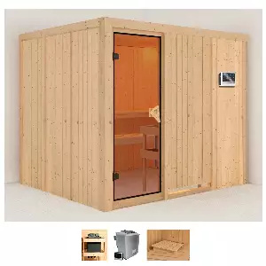 Karibu Sauna »Gitte«, (Set), 9-kW-Bio-Ofen mit externer Steuerung