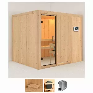 Karibu Sauna »Gitte«, (Set), 9-kW-Bio-Ofen mit externer Steuerung