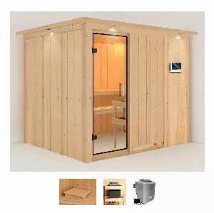 Karibu Sauna »Gitte«, (Set), 9-kW-Ofen mit externer Steuerung