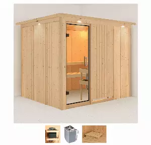 Karibu Sauna »Gitte«, (Set), 9-kW-Ofen mit integrierter Steuerung