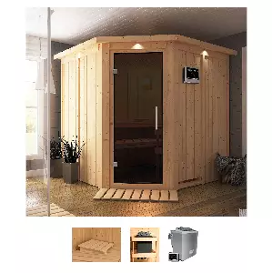 Karibu Sauna »Jarla«, (Set), 9-kW-Bio-Ofen mit externer Steuerung