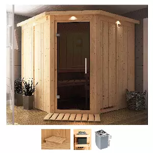 Karibu Sauna »Jarla«, (Set), 9-kW-Ofen mit integrierter Steuerung