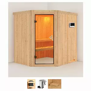 Karibu Sauna »Laila«, (Set), 3,6-kW-Bio-Plug & Play Ofen mit externer Steuerung