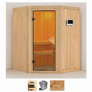 Karibu Sauna »Liva«, (Set), 4,5-kW-Bio-Ofen mit externer Steuerung