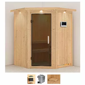 Karibu Sauna »Liva«, (Set), 4,5-kW-Bio-Ofen mit externer Steuerung