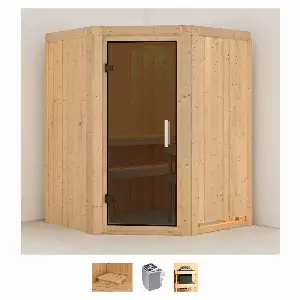 Karibu Sauna »Liva«, (Set), 4,5-kW-Ofen mit integrierter Steuerung