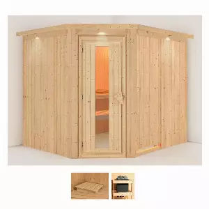 Karibu Sauna »Marit«, BxTxH: 245 x 210 x 202 cm, 68 mm, (Set) ohne Ofen