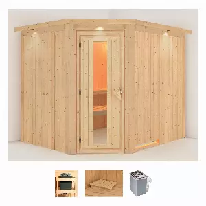 Karibu Sauna »Marit«, (Set), 9-kW-Ofen mit integrierter Steuerung