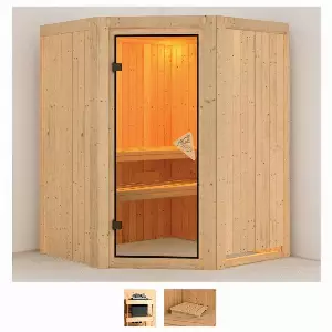 Karibu Sauna »Nanna«, BxTxH: 151 x 151 x 198 cm, 68 mm, (Set) ohne Ofen