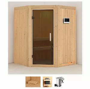 Karibu Sauna »Nanna«, (Set), 3,6-kW-Bio-Plug & Play Ofen mit externer Steuerung