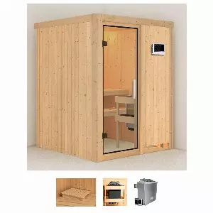 Karibu Sauna »Norma«, (Set), 4,5-kW-Ofen mit externer Steuerung