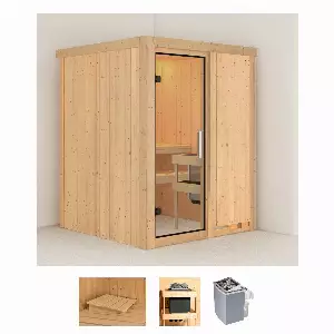 Karibu Sauna »Norma«, (Set), 4,5-kW-Ofen mit integrierter Steuerung