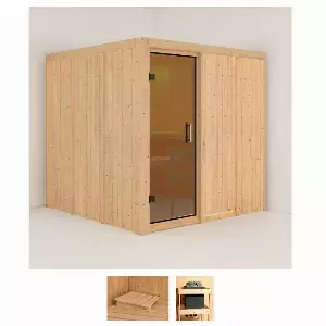 Karibu Sauna »Romina«, BxTxH: 196 x 196 x 198 cm, 68 mm, (Set) ohne Ofen