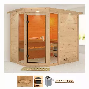 Karibu Sauna »Sina 3«, (Set), 9-kW-Ofen mit integrierter Steuerung