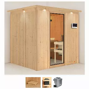 Karibu Sauna »Solida«, (Set), 4,5-kW-Bio-Ofen mit externer Steuerung