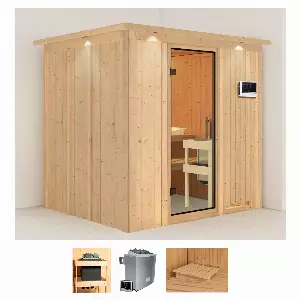 Karibu Sauna »Solida«, (Set), 4,5-kW-Ofen mit externer Steuerung