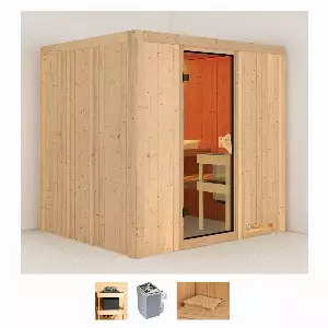 Karibu Sauna »Solida«, (Set), 4,5-kW-Ofen mit integrierter Steuerung