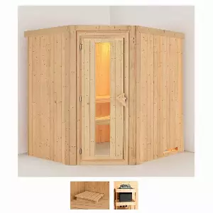 Karibu Sauna »Stine«, BxTxH: 196 x 170 x 198 cm, 68 mm, (Set) ohne Ofen