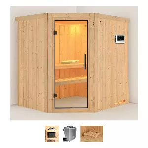 Karibu Sauna »Stine«, (Set), 4,5-kW-Bio-Ofen mit externer Steuerung