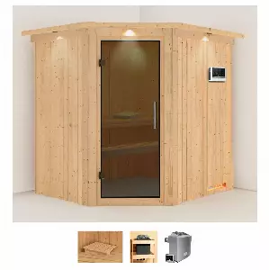 Karibu Sauna »Stine«, (Set), 4,5-kW-Bio-Ofen mit externer Steuerung