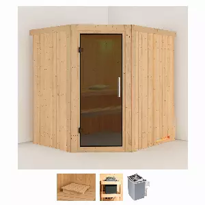 Karibu Sauna »Stine«, (Set), 4,5-kW-Ofen mit integrierter Steuerung