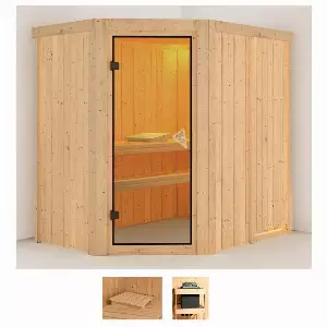 Karibu Sauna »Swantje«, BxTxH: 151 x 196 x 198 cm, 68 mm, (Set) ohne Ofen