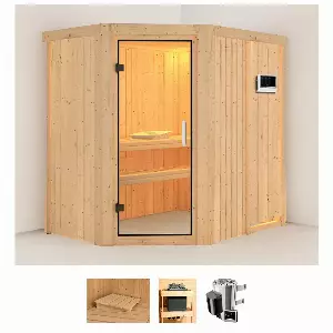 Karibu Sauna »Swantje«, (Set), 3,6-kW-Plug & Play Ofen mit externer Steuerung