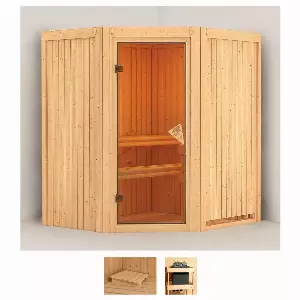 Karibu Sauna »Tomke«, BxTxH: 170 x 151 x 198 cm, 68 mm, (Set) ohne Ofen