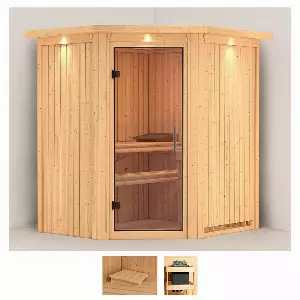 Karibu Sauna »Tomma«, BxTxH: 184 x 165 x 202 cm, 68 mm, (Set) ohne Ofen