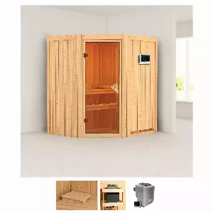 Karibu Sauna »Tomma«, (Set), 4,5-kW-Bio-Ofen mit externer Steuerung