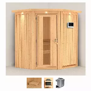 Karibu Sauna »Tomma«, (Set), 4,5-kW-Ofen mit externer Steuerung