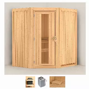 Karibu Sauna »Tomma«, (Set), 4,5-kW-Ofen mit integrierter Steuerung