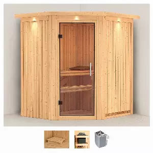 Karibu Sauna »Tomma«, (Set), 4,5-kW-Ofen mit integrierter Steuerung