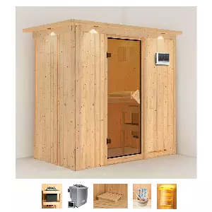 Karibu Sauna »Vada«, (Set), 4,5-kW-Bio-Ofen mit externer Steuerung