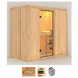 Karibu Sauna »Vada«, (Set), 4,5-kW-Ofen mit integrierter Steuerung