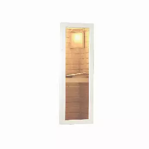 Karibu Saunafenster Isolierglas klar 42 x 122 cm, Massivholzrahmen elfenbeinweiß 38/40 mm