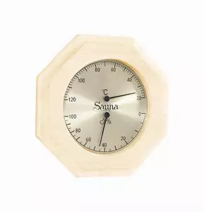 Nordio Thermo- und Hygrometer für Sauna aus Nadelholz achteckig